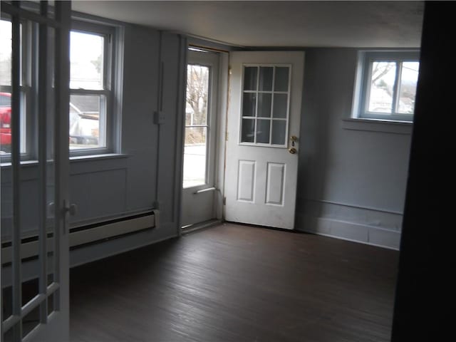 entryway featuring dark wood-type flooring