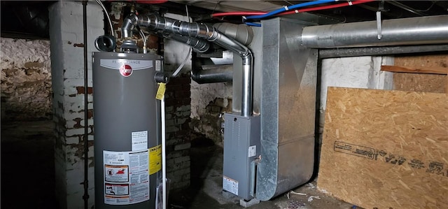 utility room featuring gas water heater