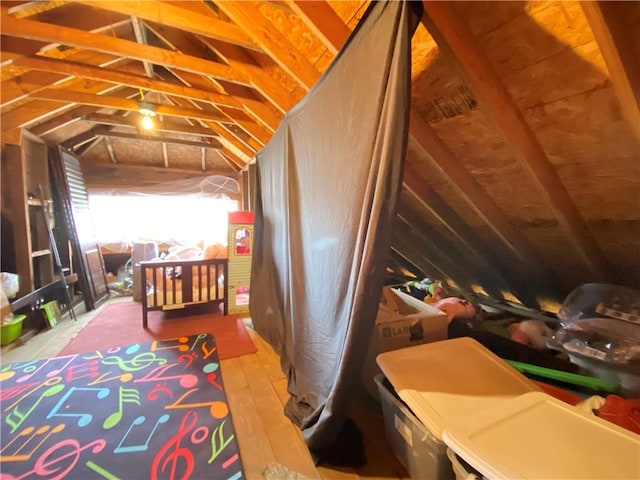 view of unfinished attic