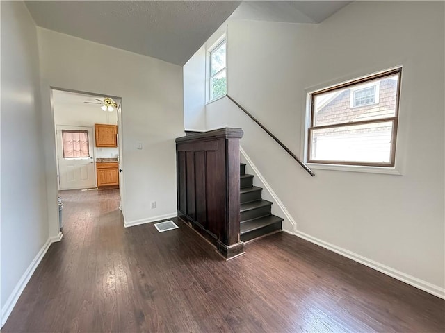 9 E Ridge Ave, Greenville Boro Mer, PA 16125 - stairs featuring wood finished floors, baseboards, and ceiling fan