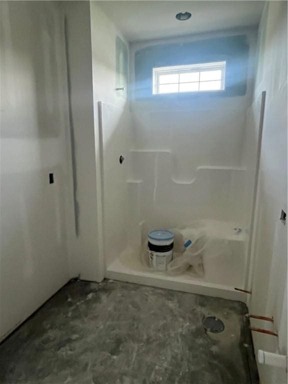 330 Cherokee Dr, Chippewa Twp, PA 15010 - bathroom featuring a shower stall and unfinished concrete flooring