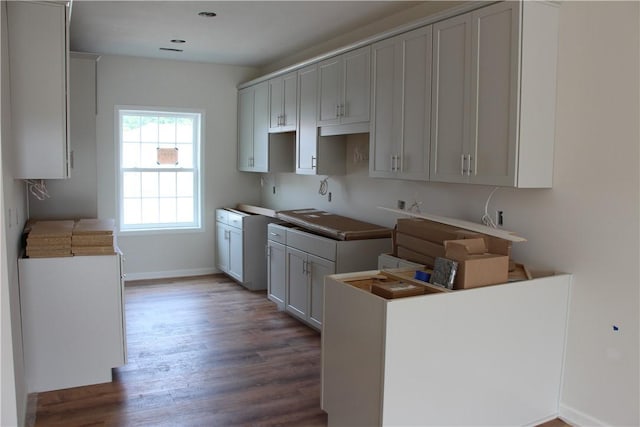 330 Cherokee Dr, Chippewa Twp, PA 15010 - kitchen featuring wood finished floors, recessed lighting, and gray cabinets