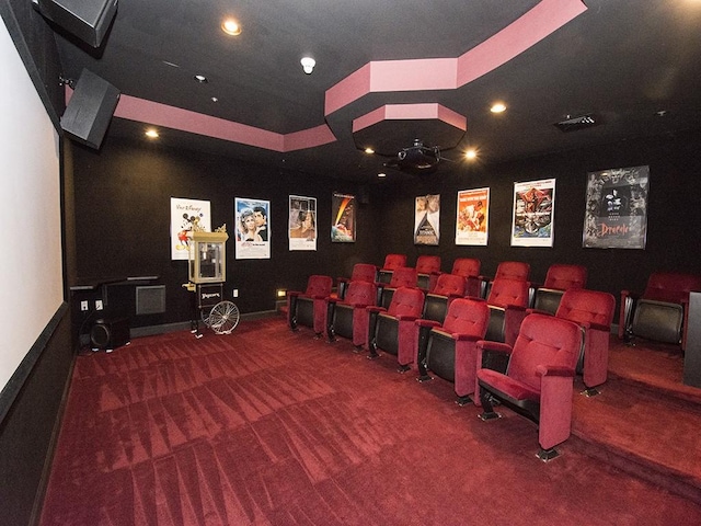 232 Adams Pointe Blvd Unit 6, Adams Twp, PA 16046 - carpeted home theater room featuring recessed lighting, baseboards, and a tray ceiling