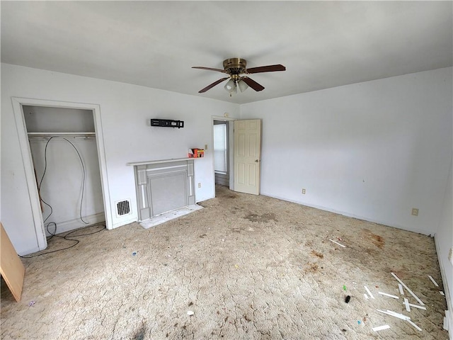 26 W Terrace Ave, New Castle/8Th, PA 16102 - unfurnished living room featuring a ceiling fan and visible vents