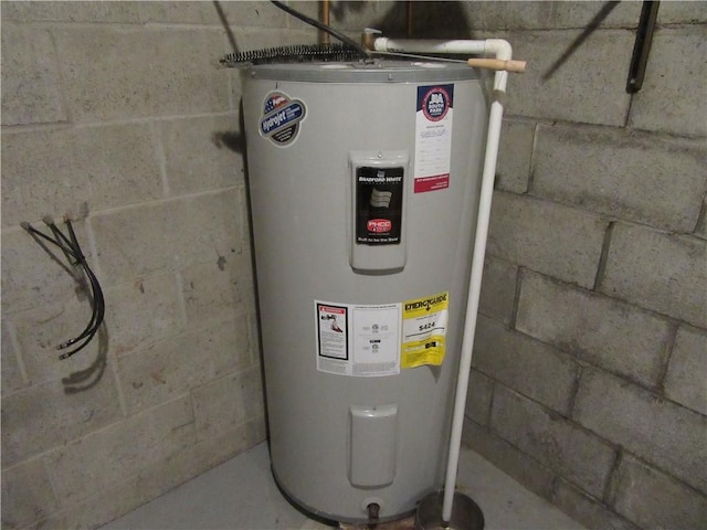 utility room featuring water heater