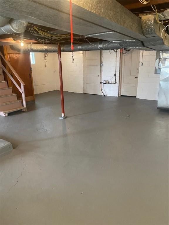unfinished below grade area with stairway