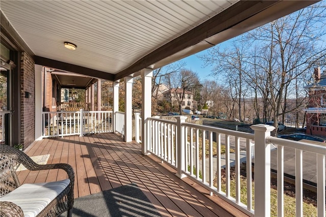 wooden deck with covered porch