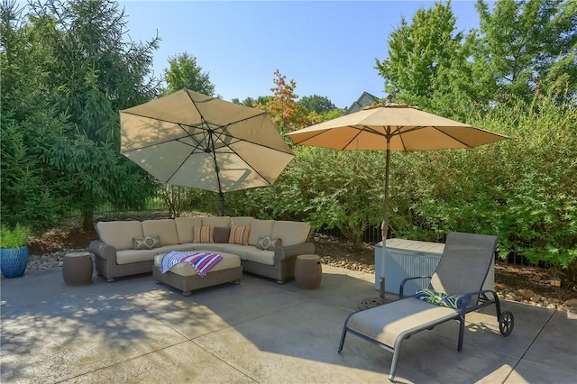 view of patio featuring outdoor lounge area