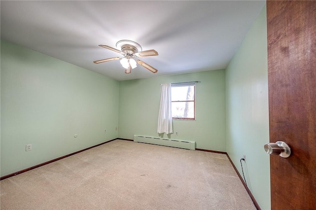 248 Spruceton Ave, Mt Lebanon, PA 15228 - carpeted spare room with a baseboard radiator, ceiling fan, and baseboards