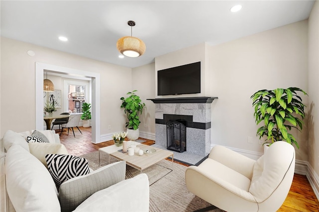927 Greenfield Ave, Greenfield, PA 15217 - unfurnished living room featuring recessed lighting, stairway, baseboards, and hardwood / wood-style flooring
