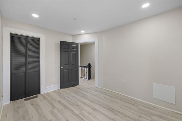 927 Greenfield Ave, Greenfield, PA 15217 - hall with recessed lighting, an upstairs landing, baseboards, and light wood finished floors