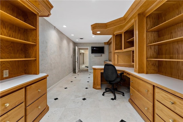 2172 Hycroft Dr, Upper St Clair, PA 15241 - office featuring built in desk, recessed lighting, and baseboards