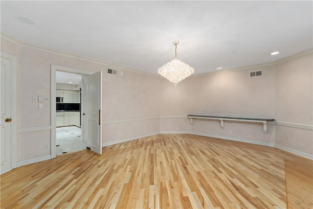2172 Hycroft Dr, Upper St Clair, PA 15241 - empty room featuring wood finished floors, a chandelier, ornamental molding, recessed lighting, and baseboards