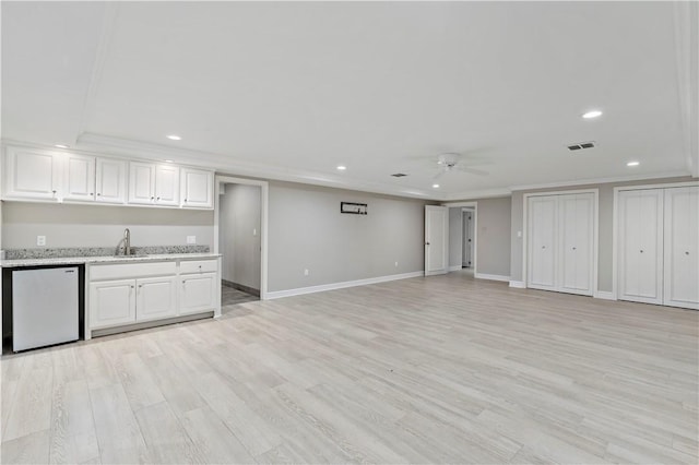 2172 Hycroft Dr, Upper St Clair, PA 15241 - kitchen featuring dishwasher, recessed lighting, a ceiling fan, white cabinets, and ornamental molding