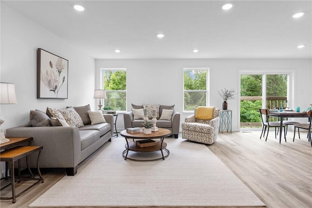 121 Samantha Dr, Center Twp, PA 15061 - living area featuring wood finished floors, plenty of natural light, and recessed lighting