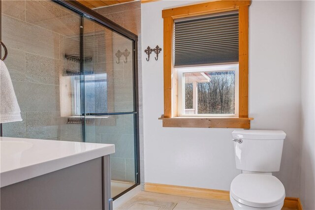 260 Stouffer Hill Rd, Somerset Twp, PA 15541 - full bath with vanity, toilet, and a stall shower