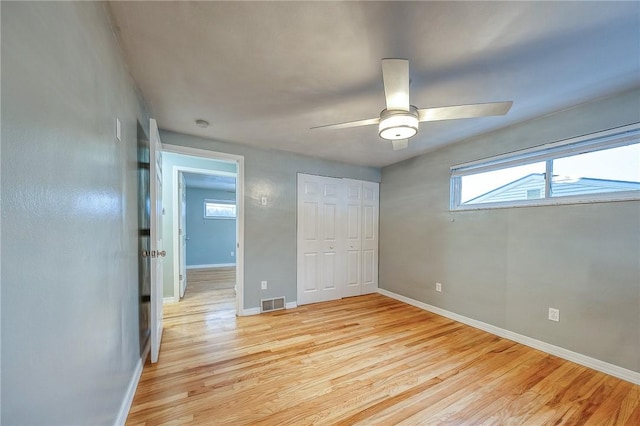 159 Mardi Gras Dr, Plum Boro, PA 15239 - unfurnished bedroom featuring visible vents, ceiling fan, light wood-type flooring, and baseboards