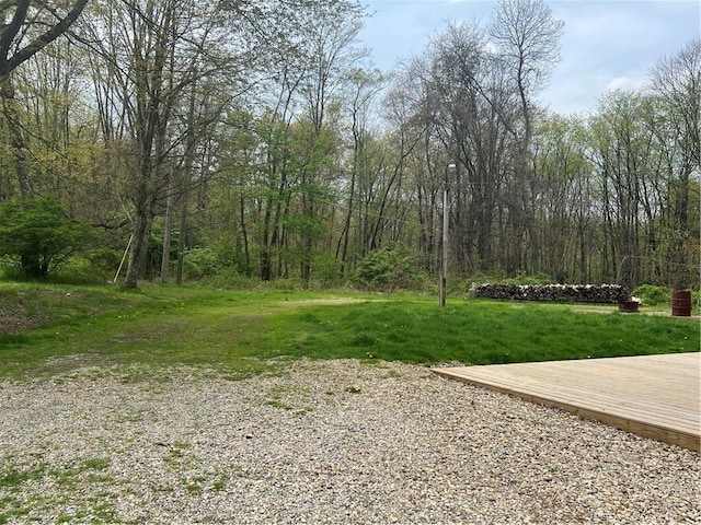 view of yard with a wooden deck