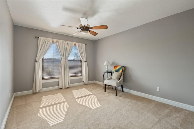 123 Windermere Ct, Peters Twp, PA 15317 - sitting room featuring ceiling fan, carpet flooring, and baseboards