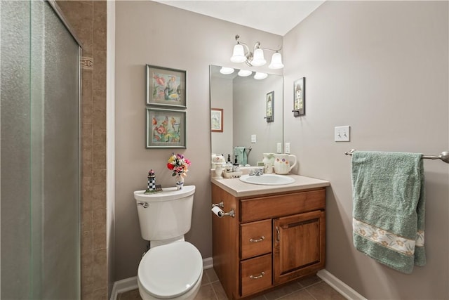 123 Windermere Ct, Peters Twp, PA 15317 - full bath featuring vanity, a shower stall, tile patterned flooring, toilet, and baseboards