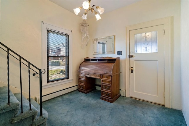 interior space featuring a baseboard radiator, a healthy amount of sunlight, and a baseboard heating unit