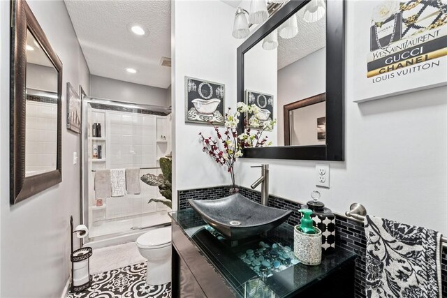 19 Misty Meadows Ln, Menallen Twp, PA 15401 - full bathroom with a textured ceiling, vanity, and recessed lighting