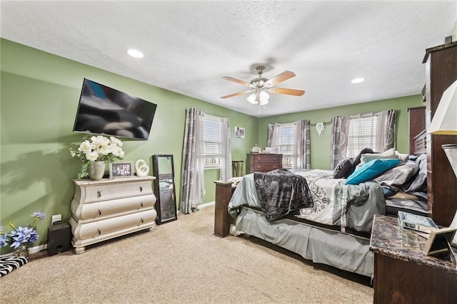 19 Misty Meadows Ln, Menallen Twp, PA 15401 - carpeted bedroom featuring a textured ceiling, ceiling fan, and recessed lighting