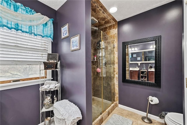 19 Misty Meadows Ln, Menallen Twp, PA 15401 - full bathroom with a stall shower, tile patterned floors, and a textured ceiling