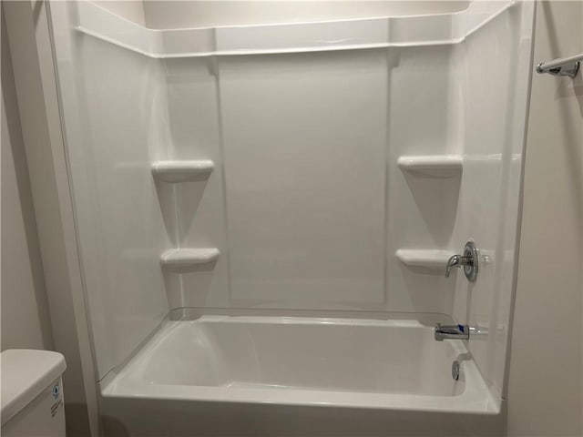 full bath with toilet and bathing tub / shower combination