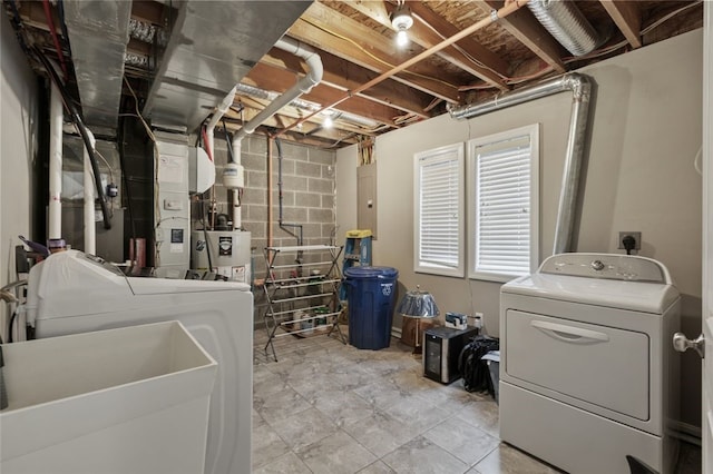 2802 Jane St, South Side, PA 15203 - basement with separate washer and dryer, gas water heater, a sink, and heating unit