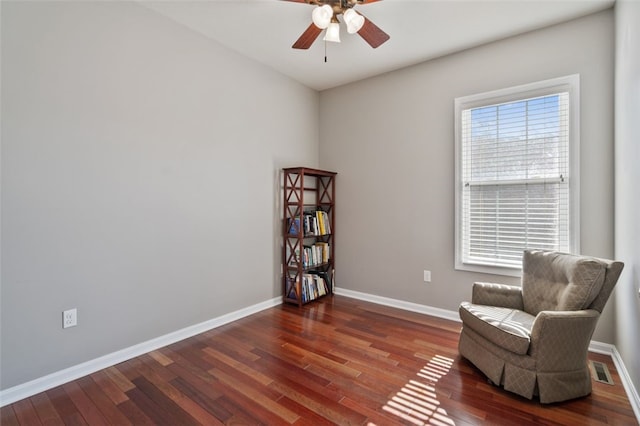 2802 Jane St, South Side, PA 15203 - sitting room featuring a ceiling fan, wood finished floors, and baseboards