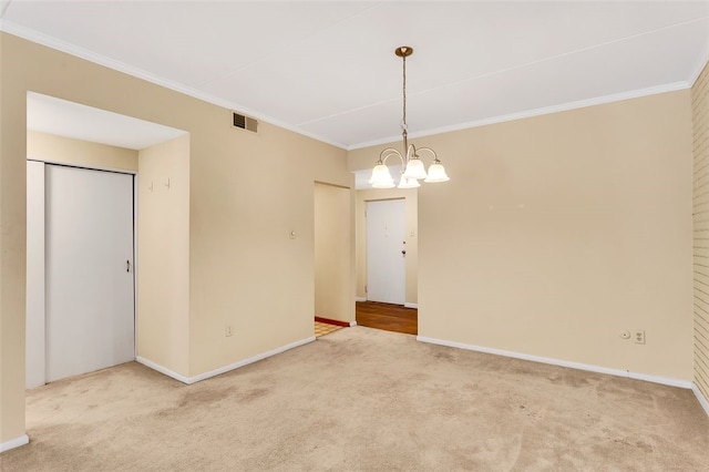 5841 Morrowfield Ave Unit 104, Squirrel Hill, PA 15217 - spare room featuring baseboards, visible vents, crown molding, and carpet