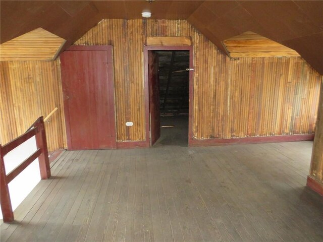 437 Shady Ave, Charleroi Boro, PA 15022 - bonus room with hardwood / wood-style floors, wooden walls, and lofted ceiling