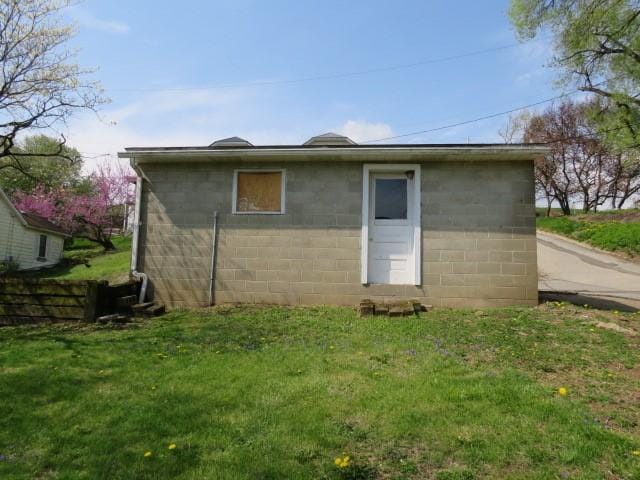 437 Shady Ave, Charleroi Boro, PA 15022 - rear view of property featuring a lawn and concrete block siding