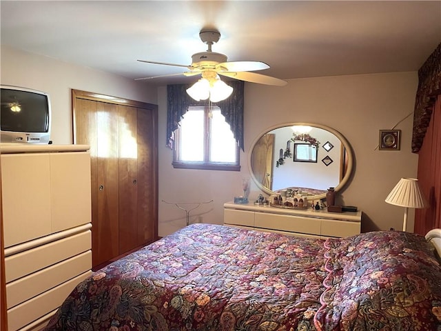 bedroom featuring ceiling fan