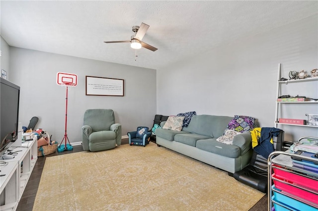 145 Brighton Ln, Adams Twp, PA 16046 - living area with ceiling fan and wood finished floors