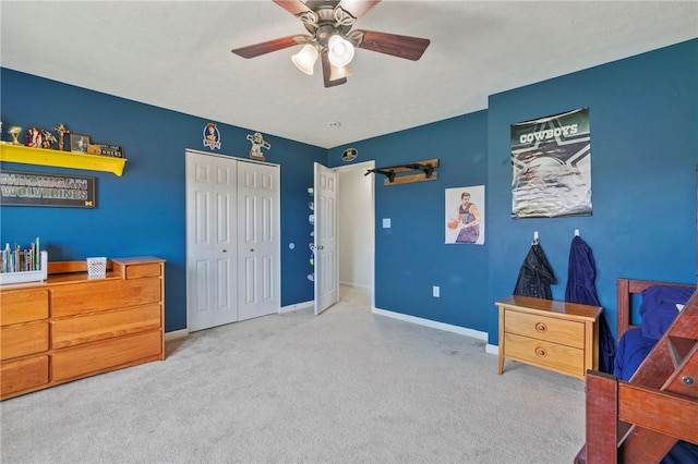 145 Brighton Ln, Adams Twp, PA 16046 - carpeted bedroom with a closet, baseboards, and a ceiling fan