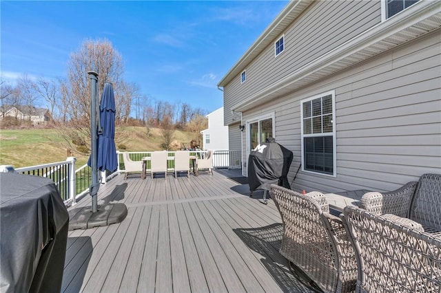 145 Brighton Ln, Adams Twp, PA 16046 - deck with a grill and outdoor dining space