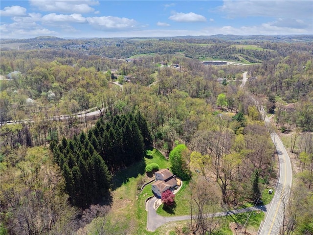 drone / aerial view with a view of trees