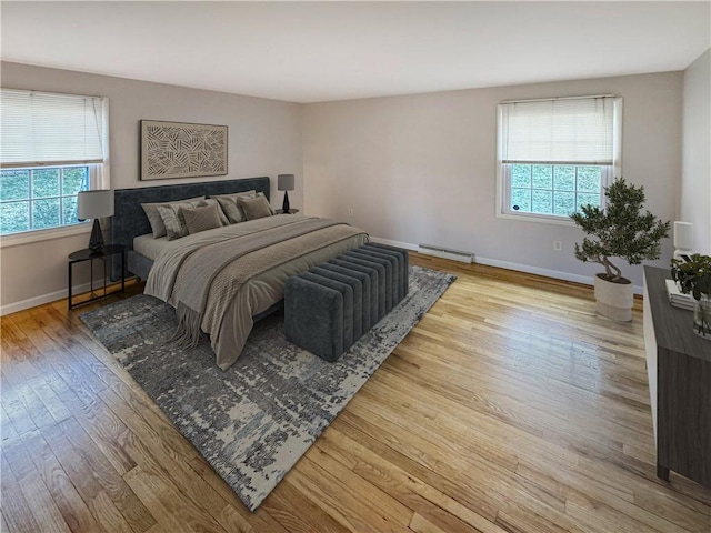 1248 Satellite Cir, Upper St Clair, PA 15241 - bedroom featuring multiple windows, wood finished floors, and baseboard heating