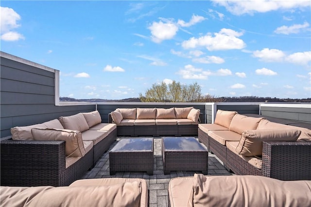 exterior space with an outdoor living space