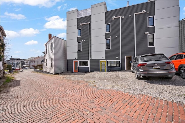 view of building exterior featuring a residential view
