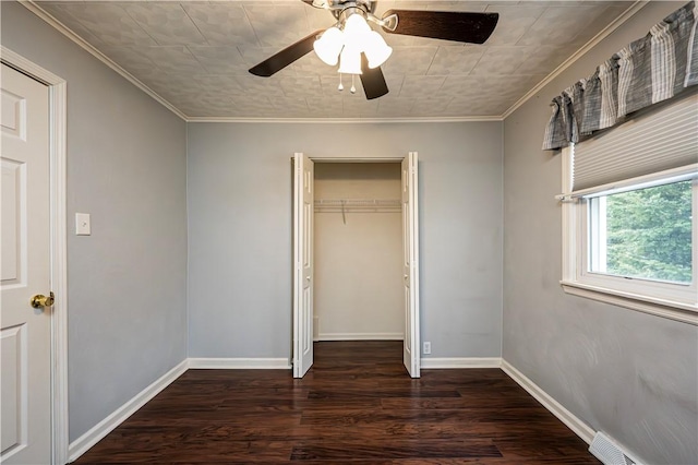 719 Zimmerman St, Jeannette, PA 15644 - unfurnished bedroom with wood finished floors, a closet, ceiling fan, ornamental molding, and baseboard heating