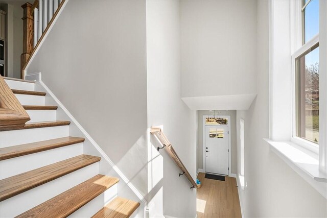 111 Quail Run Rd Unit 1, Peters Twp, PA 15367 - stairs featuring a high ceiling and wood finished floors