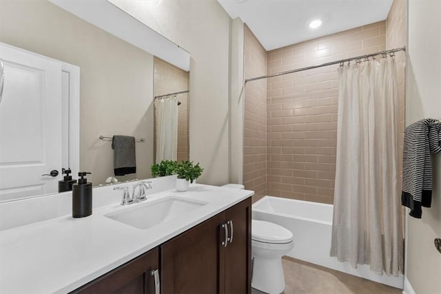 111 Quail Run Rd Unit 1, Peters Twp, PA 15367 - bathroom featuring vanity, toilet, shower / bath combo, and recessed lighting
