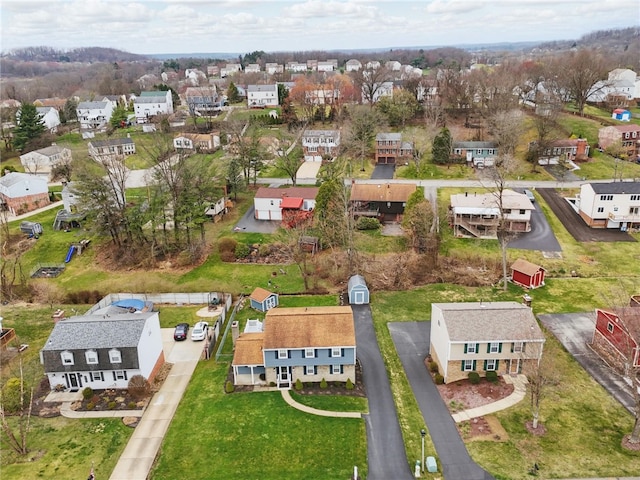 birds eye view of property with a residential view