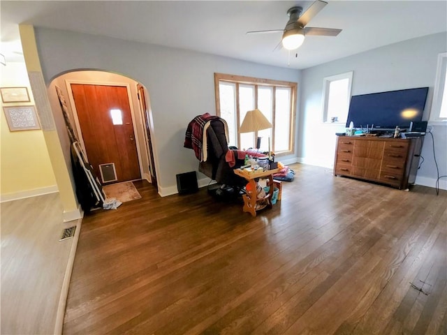 418 Pine Hill Rd, W Kittanning Boro, PA 16201 - bedroom with arched walkways, multiple windows, wood finished floors, and visible vents