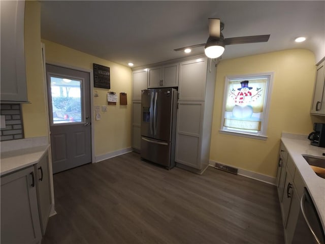 418 Pine Hill Rd, W Kittanning Boro, PA 16201 - kitchen featuring baseboards, appliances with stainless steel finishes, dark wood-style floors, and light countertops