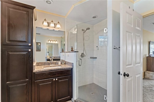 505 Luke Ct, Cranberry Twp, PA 16066 - full bath with a shower stall, vanity, and crown molding