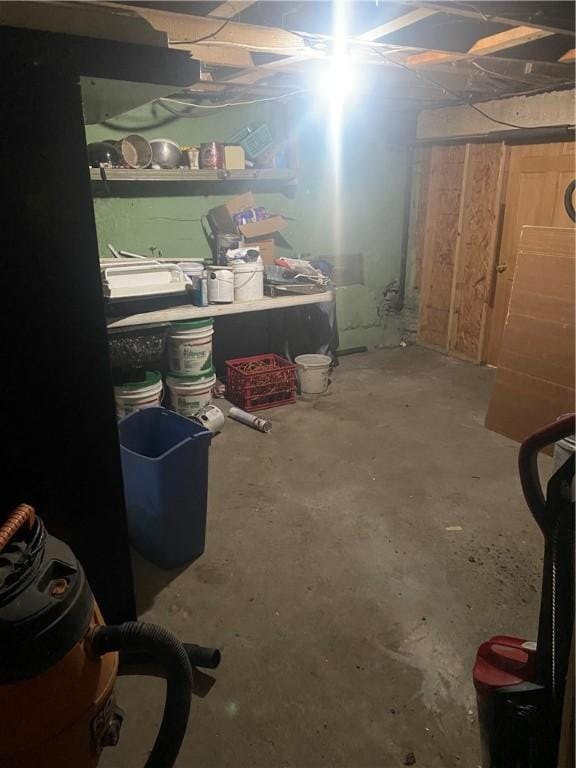 view of unfinished basement
